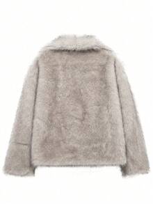 Áo khoác Seelio Thu/Đông mới cổ lông giả dày lót lông giả dài vừa phải, Áo khoác hiệu ứng lông thú trẻ trung, phong cách - mẹo nhuộm tóc - Xem 3