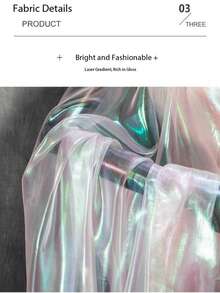 1 件，50 厘米 * 150 厘米全息渐变欧根纱面料，彩虹色网眼面料，适用于连衣裙、DIY 工艺品、角色扮演、舞台装饰 - 彩色 - 查看 6