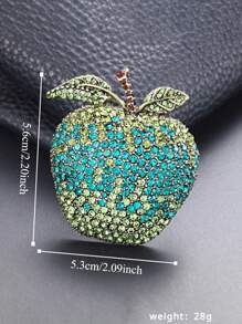 2pcs/1pc Vintage Apple Rhinestone Brooch, Suitable As Christmas/Eve Gift For Family And Friends
