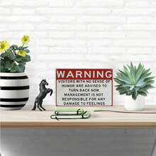 2D Flat Aluminum Sign - 12x8 Inch - 1pc - Rustic Metal Wall Decor - "WARNING: VISITORS With No Sense Of Humor Are Advised To Turn Back Now" - Metal Wall Art Decor - For Home, Garage, Or Store - 1PC - View 4