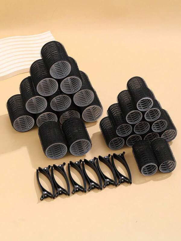 36 Stück/Set Selbsthaftende Lockenwickler Kit mit 24 Wicklern und 12 Clips, Salonqualität Lockenwickler für DIY Haarstyling, Hitzefrei Lockenwickler, Beauty, Haarstyling Kit, Haarstyling Werkzeuge, Haarstyling Set, Haarzubehör