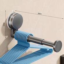 1pc Adjustable No-Drill Suction Cup Clothes Hanger, Bathroom Balcony Clothes Rack Storage Gadget No-Drill Home Multifunctional Hook Telescopic Clothes Hanger Wall Shelf, Portable Telescopic Clothes Rack Storage, Suitable For Home, Travel - Multicolor - View 7