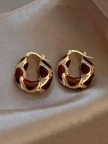 3 pares de pendientes elegantes y vintage de diseño de vidrio esmaltado de alta gama, adecuados para uso diario, festivales, fiestas y moda - Multicolor - Ver 3