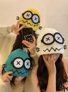 1pc Women's Funny Robot Knitted Beanie Hat, Fashion Versatile Brimless Cap Suitable For Outings And Parties, Autumn/Winter