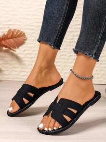 Women's Floral Criss-Cross Strap Decorated Sandals, Vacation Style Casual Daily Wear, Plus Size Strap Slippers