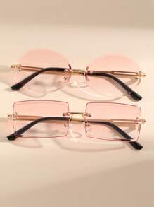 1 Pair, 2 Pairs, 3 Pairs, 5 Pairs, 10 Pairs Unisex Rectangular Classic Frameless Luxury Fashion Glasses, Suitable For Daily Life, Outdoor Travel Accessories, Daily Photography, Outdoor Travel Accessories, Also Have Windproof And Sand Protection Function, All Season