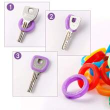 10 pièces Bague de reconnaissance de clé de couleur aléatoire/Couvre-clé de couleur, Couvre-clé en silicone, Cadeaux pour les membres de la famille, Le cadeau parfait convenant aux hommes et aux femmes