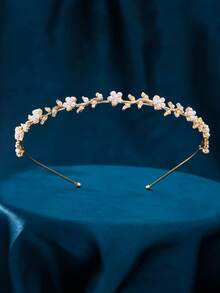 1pc Metallic Elegant Princess Crown Headpiece For Brides