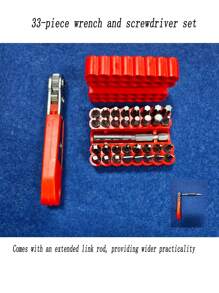 适用于狭窄空间的螺丝刀手柄，前后，弯曲扳手，直角弯曲，螺丝刀，钢材质，红色，需要组装，非电动，无需电池，适用于工业和科学用途