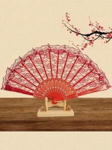 D EXCEED 1Pc Lace Large Folding Hand Fan For Women For Wedding Reception Dance Performance Church Service Party Event Evening - Multicolor - View 5