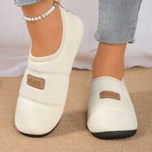 Women's Solid Color Slip-On Casual Comfortable Versatile Home Slippers, Winter