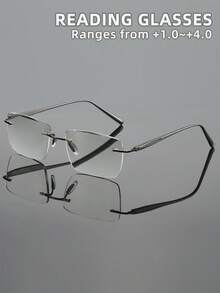 Rivsar 处方眼镜，新款经典方形无框商务金属老花镜，高清护眼，长时间佩戴不眩晕，适合阅读/缝纫/商务/办公/优雅/日常佩戴，轻盈方形弹簧镜腿，适合运动防滑，电脑舒适阅读，抗眼疲劳老花镜，便捷携带设计，适合各种脸型，奢侈品牌设计师眼镜，节日礼物，送给父母的礼物，万圣节，情人节，圣诞节，老花镜，女士老花镜 - 透明色 - 查看 18