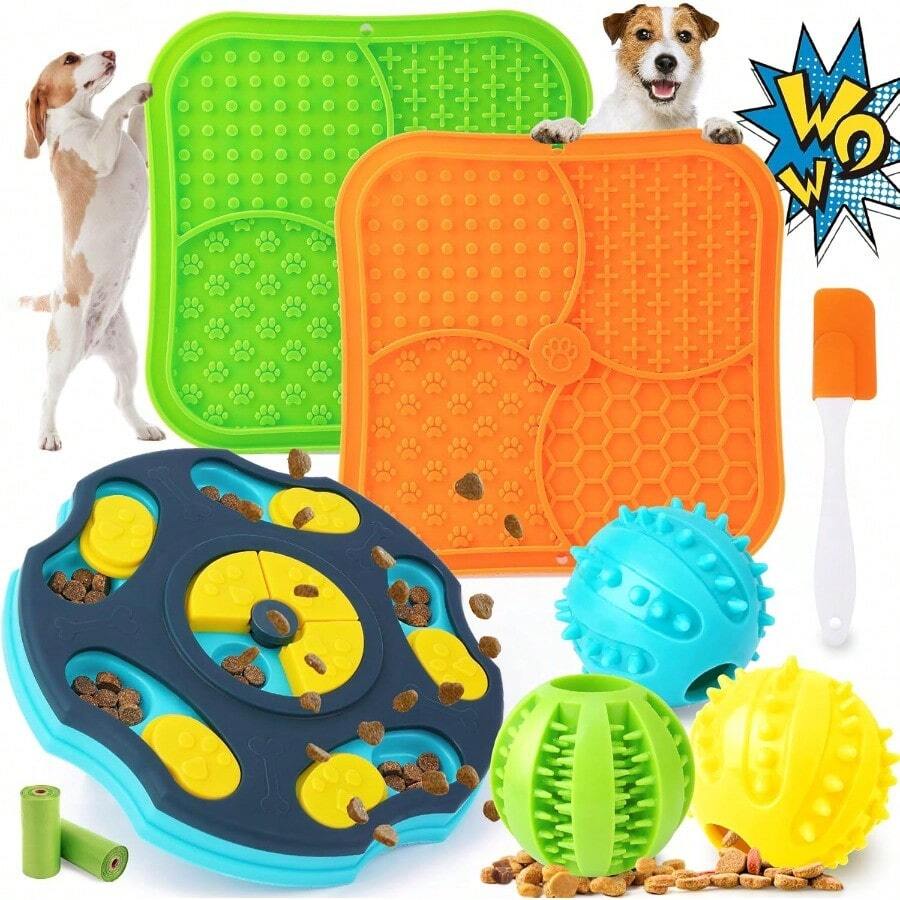 542YMX9 Pack AllAround Dog Puzzle Toy Set Mentally Stimulating Dog Enrichment Toys For Small To Medium Smart Dogs Includes Dog Lick Mat With Suction Cups - 全能狗狗益智玩具 - 查看 1