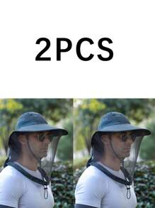 户外钓鱼帽网眼面罩遮阳帽男士透气网眼男士太阳帽夏季帽子，适合徒步、钓鱼等夏季户外活动