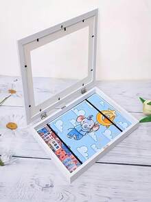 2 Pieces A4 Wooden Photo Frames With Front Opening, Classic Photo Frames, Foldable Wall Hanging Design, Easy To Change Photos, For Children'S Painting, Family Photo Display, Home Decoration Ornaments - trắng - Xem 8
