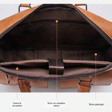 Maletines para hombre bolsos para portatil bolsas documentos negocios alta capacidad compartimentos organizador acolchado para laptop correa ajustable material resistente estilo ejecutivo funcional ideal para trabajo viajes reuniones envio rapido garantia - Caqui - Ver 9
