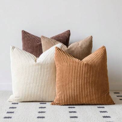 4pcs Solid Color Unfilled Pillow Covers, Corduroy Sofa Cushion Covers, Home Decor