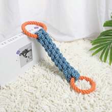 1pc Heavy-Duty Chewproof Dog Rope Toy - Bite-Resistant Dental Cleaning Rope With Double Handle Knot, Tough Chew Toy For Aggressive Chewers, Interactive Tug-Of-War Game, Compatible With All Dog Breeds (Orange/Blue) - Ideal Puppy Teething Toy, Rope Dog Toy Recommended For Small And Medium Dogs
