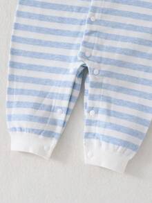 Baby Jumpsuit, Newborn Infant Jumpsuit, Blue Bear Print Spring/Autumn Snap-Up Jumpsuit, Unisex