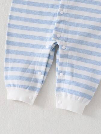 Babyjumpsuit, Spädbarnsjumpsuit, Blå björnmönster vår/höstjumpsuit med tryckknappar, Unisex