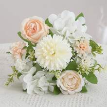 1/4 bó hoa mẫu đơn, cẩm tú cầu, cúc vạn thọ bằng lụa - Hoàn hảo cho trang trí đám cưới, vòng hoa tự làm, hoa cầm tay cô dâu, hoa đeo cổ tay, hoa đeo ngực, phụ kiện trang trí hoa đội đầu, trang trí xe cưới, trang trí vòm cửa sổ, nhà ở, phòng ăn, phòng ngủ, trang trí bình hoa, vật liệu trang trí tiệc sinh nhật, quà tặng ngày lễ tình nhân và năm mới - Trắng tinh khiết - Xem 7