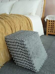 6 件柔软毛绒拼图地垫，创意互锁瓷砖，纯色简约设计 - 彩色 - 查看 7