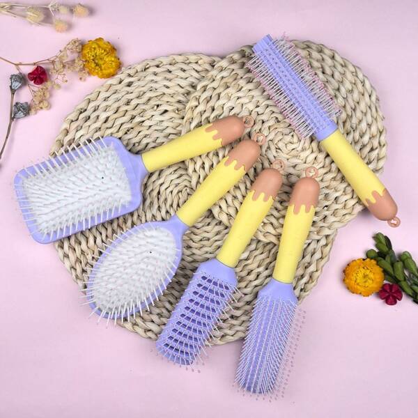 1pc Hair Brush, Massage Comb, Curling Comb, Scalp Massage Brush, Anti-Frizz And Anti-Static Professional Hairstyling Tool, Head Massage, Easy To Wear And Take Off, Braiding, Styling, Straightening, Back To School Hair Brush/Comb, School Supplies, Travel Essentials, Women's Valentine's Day/Birthday Gift For Boyfriend/Girlfriend, Suitable For Thick, Long/Short, Dry, Wavy, Straight Hair And All Hair Types, Valentine's Day Heart-Shaped Gift For Boyfriend