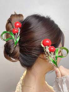1 件樱桃爪夹，大号女士发爪，时尚发夹发饰秋季配饰
