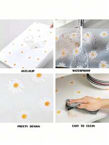 1 Roll PE Non-Slip Drawer Liner, Rollable Shelf Liner For Kitchen Cabinet, Non-Adhesive Drawer Mat, Not For Refrigerator, EVA Waterproof Fridge Mat, Anti-Slip Cabinet Liner, Simple Placemat - Multicolor - View 6