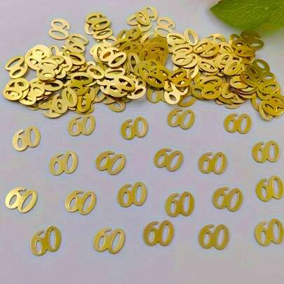 400 stuks papieren confetti, nummer 60e confetti, glitter, metallic folie, tafeldecoratie voor een 60-jarig jubileum/verjaardag/bruiloft