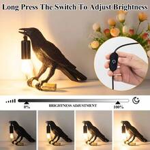 1件哥特式乌鸦台灯 - 复古树脂鸟形台灯，适合床头/办公室/客厅装饰 - 农舍艺术装饰/宿舍 - 含插头和灯泡 - 復古樹脂鳥燈 - 查看 4