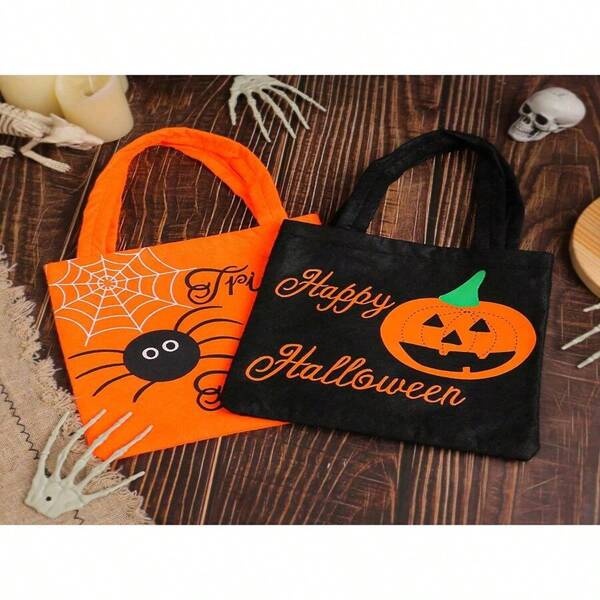 20 Pcs Halloween Pumpkin Tote Bag Haunted Gift Bag Halloween Haunted Candy Bag (Random Style), Pumpkin Bags Perfect For Fancy Party Matching With Halloween Costume