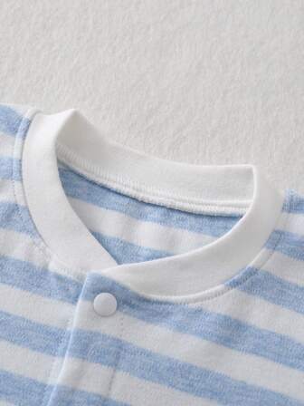 Babyjumpsuit, Spädbarnsjumpsuit, Blå björnmönster vår/höstjumpsuit med tryckknappar, Unisex