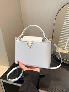 奢华女士手提包品牌包纯色优质托特包，2025新款时尚百搭单肩包大容量时尚手提包，新款大包INS搭配单品，复古休闲街头风小众托特包，简约明星同款亮面优质斜挎包，夏季斜挎托特包2025新款高端鳄鱼纹大容量妈妈包，时尚优质个性女包，枕头包 - 米色 - 查看 8