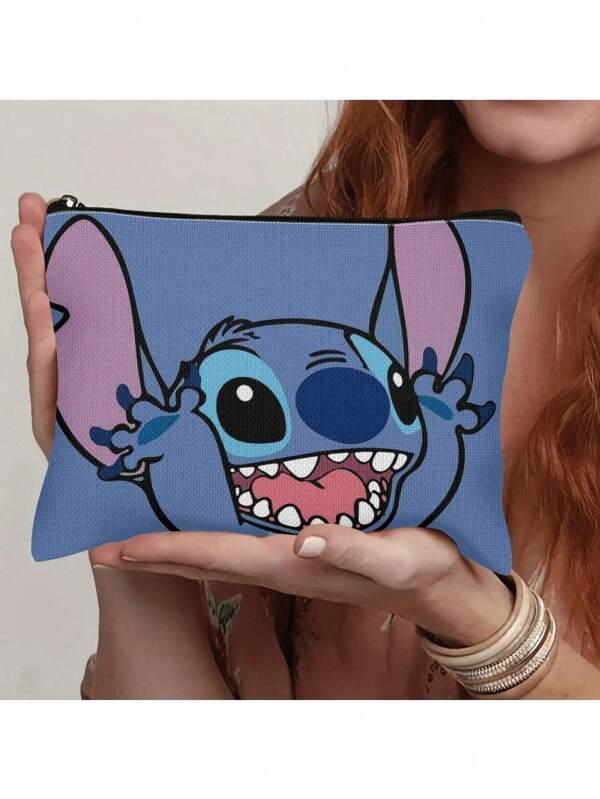 Takara Tomy 1 Piece/Takara Tomy Stitch Multipurpose Cosmetic Bag, 9.8 Inch, Organizer, Wallet, Colorful, Lightweight Polyester Travel Cosmetic Bag, Hand Sanitizer, Casual Style Canvas Cosmetic Bag, Printed Design, Cosmetic Organizer, Coin Purse, Party, Mother's Day Gift, Birthday Gift.