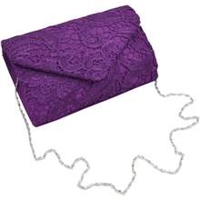 Purses And Bags Women Premium Lace Paisley Floral Fabric Satin Envelope Flap Clutch Evening Bag Black Clutch Purse Gold Purse Makeup Bag - 紫色 - 查看 3