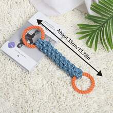 1pc Heavy-Duty Chewproof Dog Rope Toy - Bite-Resistant Dental Cleaning Rope With Double Handle Knot, Tough Chew Toy For Aggressive Chewers, Interactive Tug-Of-War Game, Compatible With All Dog Breeds (Orange/Blue) - Ideal Puppy Teething Toy, Rope Dog Toy Recommended For Small And Medium Dogs