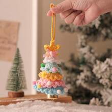 1pc Crochet Cute Christmas Tree Ornament, Multilayer Colorful Design With Star Top & Bells, Decor For Christmas Tree, Suitable For Christmas Holiday Decoration