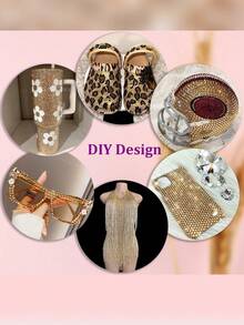 1860pcs Resin Rhinestones With Tweezers, Mixed Sizes 3-6mm, Champagne Color, For DIY Crafts, Clothing, Shoes, Nail Art Nails - Champagne - View 6