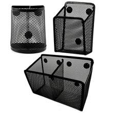 Portalápices magnético de malla, organizador estacionario de Metal, cesta de malla de almacenamiento de papelería de escritorio para armario de refrigerador y oficina - Rectángulo - Ver 2