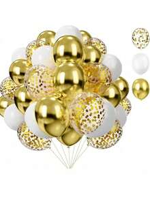 30个/套，25厘米和30厘米优雅金属铂金气球，带金色闪粉，适用于婚礼场地装饰、生日派对装饰、毕业典礼装饰、成人礼装饰、室内外装饰 - 查看 7