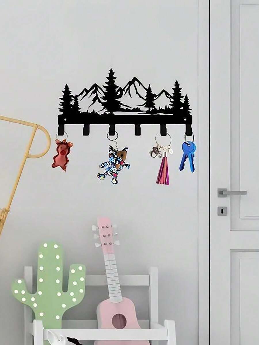 Porta-chaves de metal com 6 ganchos, organizador decorativo de chaves para parede, toalheiro de banheiro, adequado para entrada, porta da frente, corredor, banheiro, sala de estar, cozinha, escritório