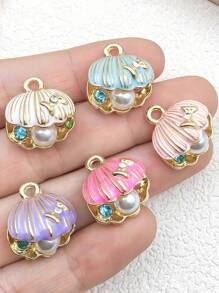 3pcs, 10mm Alloy Pearl Shell Pendant, Not Easy To Fade, Allergy.Suitable For Men, Women To Make Earrings, Necklaces, Bracelets, Hair Accessories, Anklets, Hair Clips.Mobile Phone Case, Key Chain Decorations.Amulets, Decorations.Handicrafts And Daily Gifts.Make Your Unique Charm Jewellery.DIY Decoration Parts.Back To School Gifts