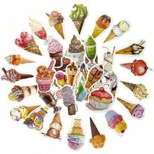 46Pcs Small Ice Cream Stickers For Scrapbooking Junk Journal Kids Laptop Planner Diary Collage Card Making Bujo Notebook Phone Case DIY Craft Decoration