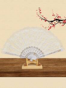 D EXCEED 1Pc Lace Large Folding Hand Fan For Women For Wedding Reception Dance Performance Church Service Party Event Evening - Multicolor - View 14