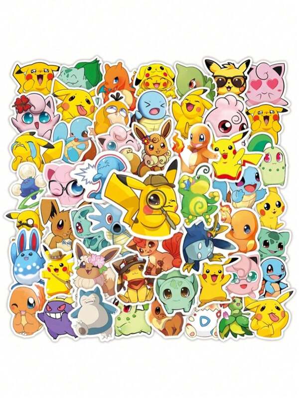 pokemon 50PCS Cute Pikachu Pokemon Anime Stickers DIY Car Motorcycle Travel Luggage Helmet Scrapbook Graffiti Decal Fun For Kids Toys