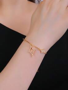 1 件铜材质时尚立体几何设计多层手链，适合女性日常和派对佩戴 - 029007 - 查看 4