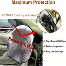 1 pieza Parasol de volante de aluminio reforzado, parasol de volante de coche, cubierta de parasol de volante de coche, productos para el interior del coche, adecuado para camiones, SUV y coches, mantiene una temperatura adecuada para su automóvil