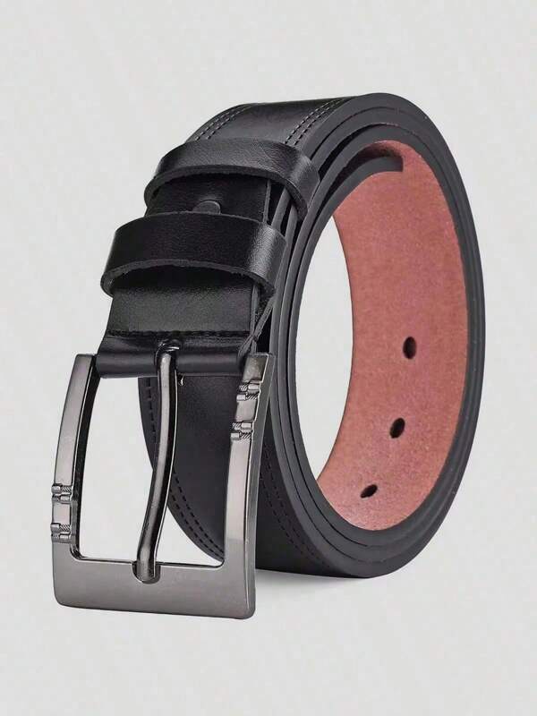 1pc Men's High-Quality PU Leather Belt Retro Metal Pin Buckle Belt Leisure Business Waistband Fashionable Male Accessory Designer Belt Plus Size, Suitable For Pairing With Jeans And Suits, For Ideal Gifts Casual, Business, Boyfriend Husband Father Dad Men Gift, Daily Wear, Fashion, Teen, Outdoor, Vacation, Athletic, Travel, Street, Boho, Vintage