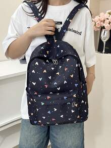 Butterfly Pattern Minimalist Versatile Large Capacity Student Backpack Dots , Polka Dot - Black - View 9